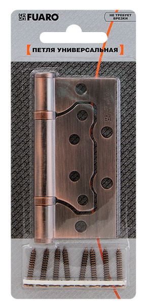 Петля Fuaro (Фуаро) универсальная без врезки IN4500W-BL AB (500-2BB/BL 100x2,5) бронза БЛИСТЕР - Вид 3