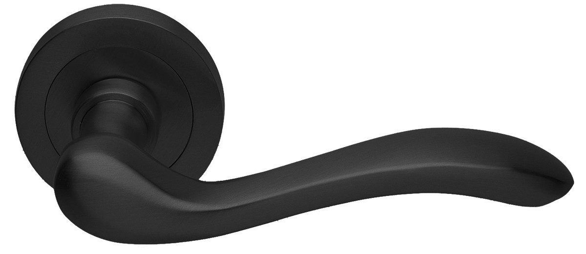 Ручка дверная ERICA R2 NERO-ST на круглой розетке,на круглой розетке цвет черный soft touch