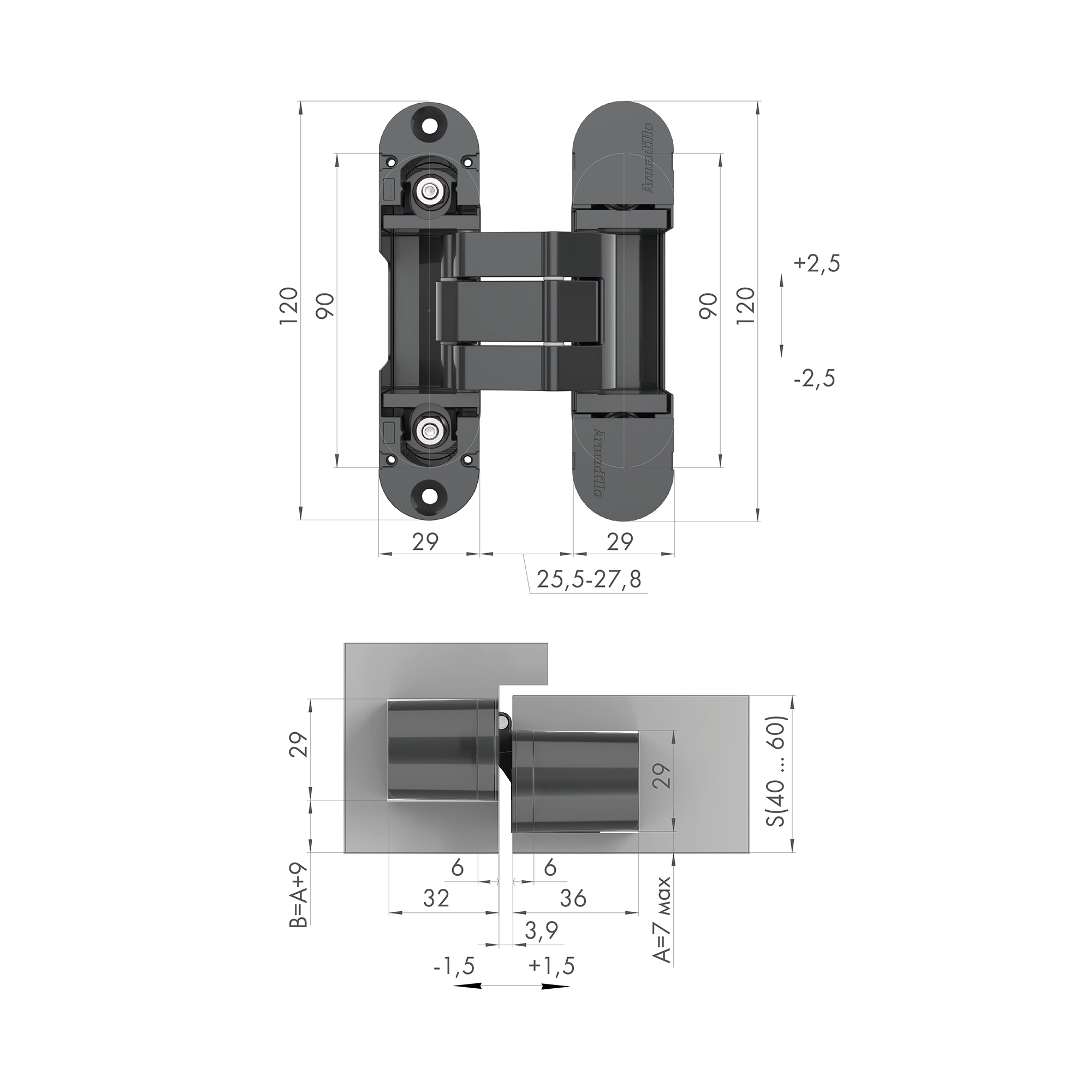 Петля Armadillo (Армадилло) скрытой установки U3D8000.VPG WH белый TECH - Вид 5