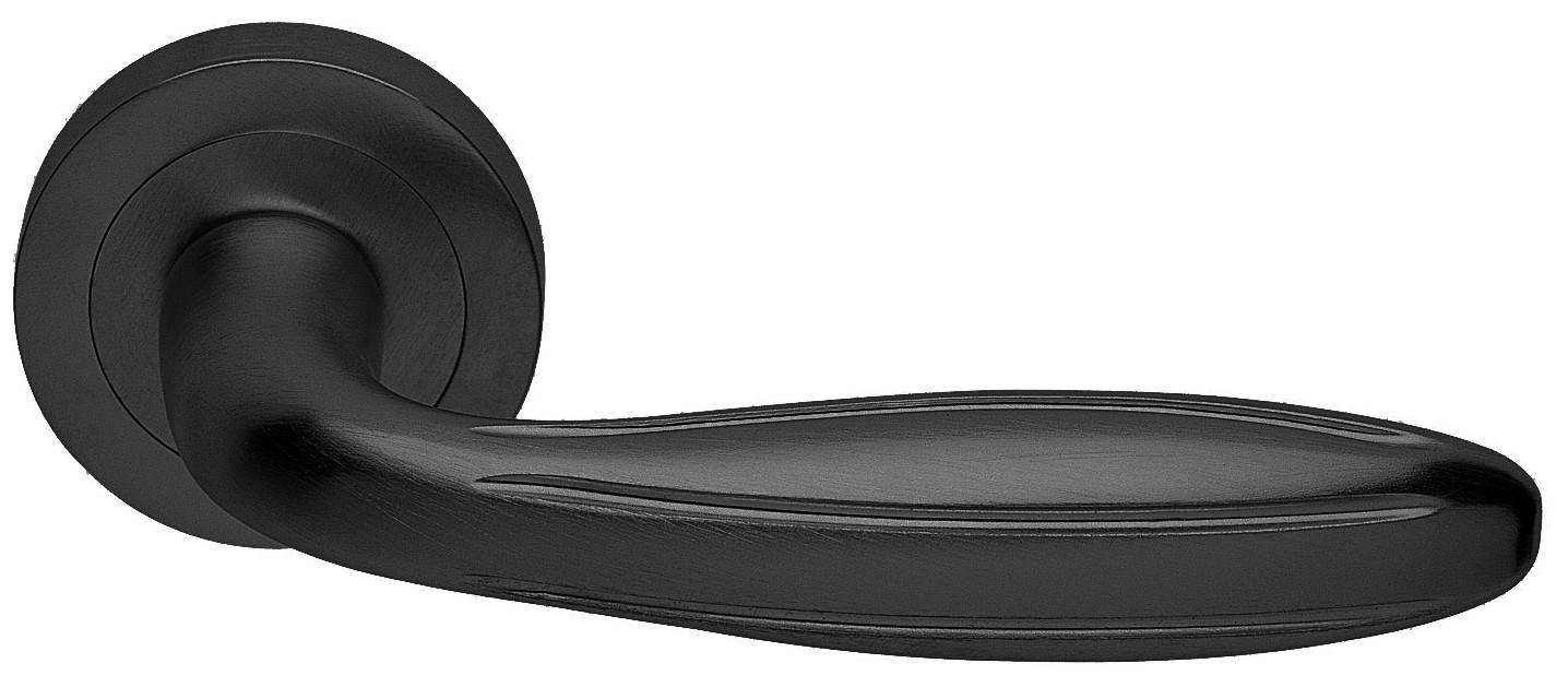 Ручка дверная BUD R2 NERO-ST на круглой розетке,на круглой розетке цвет черный soft touch
