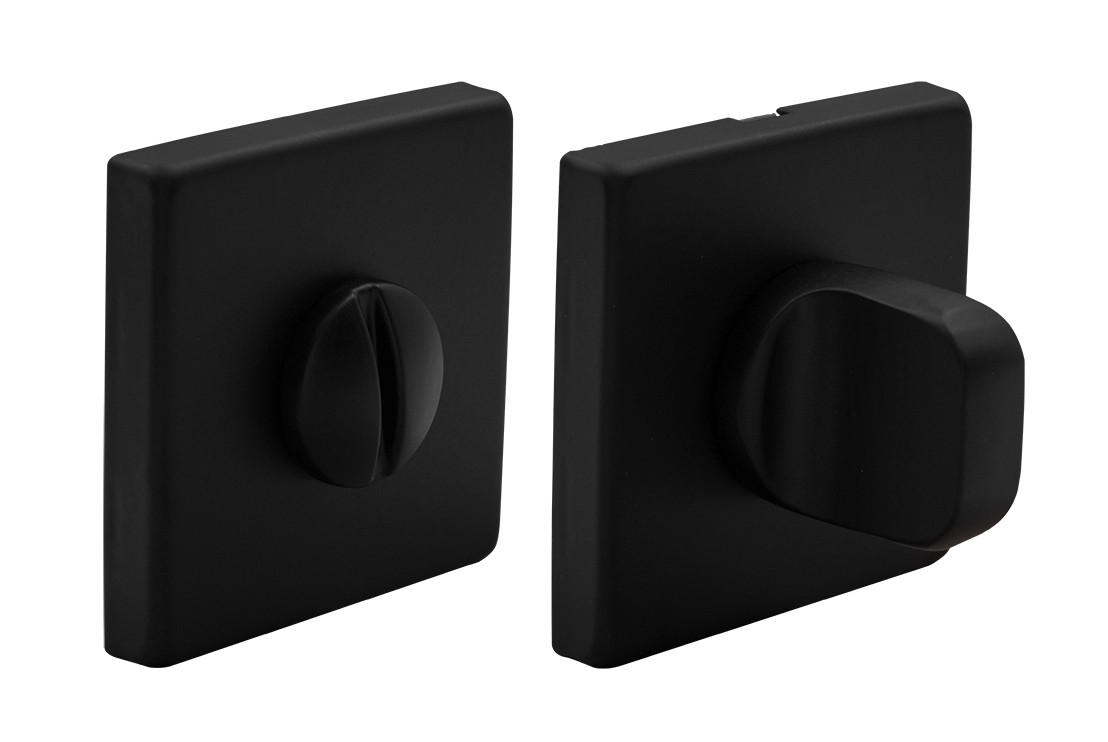 Завертка дверная LUX-WC-S5 NERO-ST на квадратной розетке цвет черный soft-touch, ЦАМ