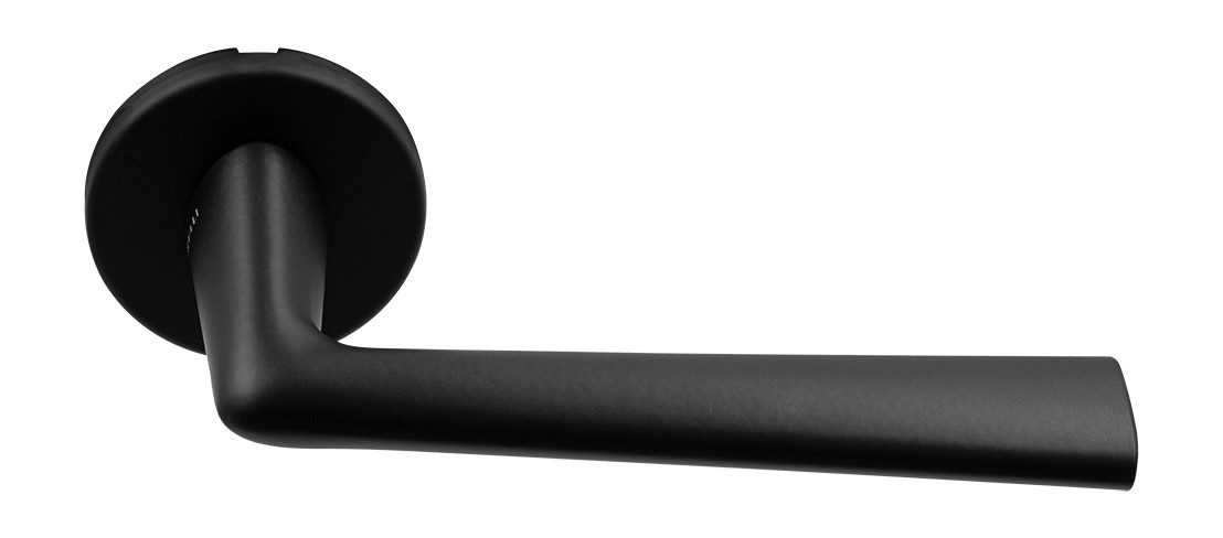 Ручка дверная THE FORCE R5 NERO-ST на круглой розетке, цвет черный soft-touch, ЦАМ