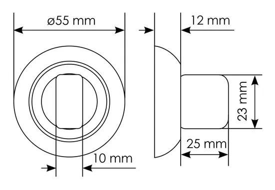 Комплект дверных ручек MH-03 BL с заверткой MH-WC BL + магнитный замок M1895 BL, цвет черный - Вид 6