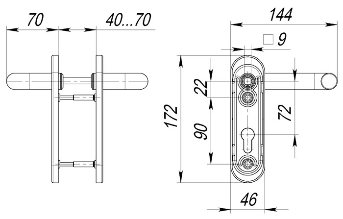 Ручка Fuaro (Фуаро) дверная FP.DH172.0431 (DH-0431 NE) NE нейлон, BL-24 черный - Вид 2