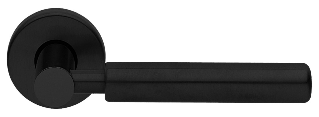 Ручка дверная CLOUD R3 NERO-ST на круглой розетке цвет черный soft touch
