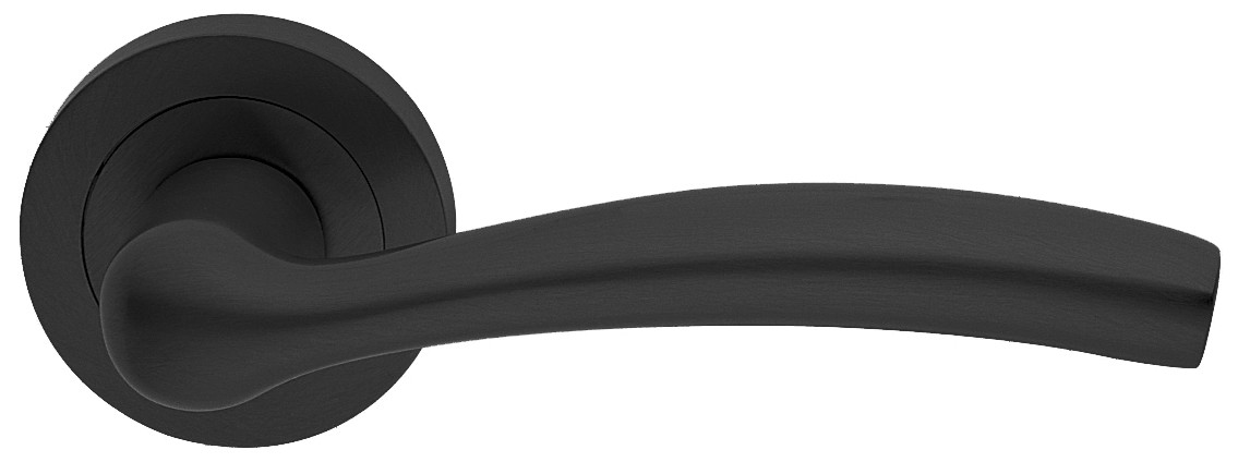 Ручка дверная VENERA R2 NERO-ST на круглой розетке,на круглой розетке цвет черный soft touch