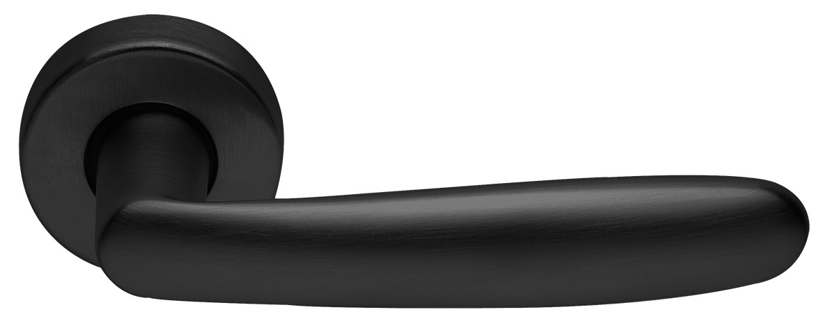 Ручка дверная IMOLA R2 NERO-ST на круглой розетке,на круглой розетке цвет черный soft touch