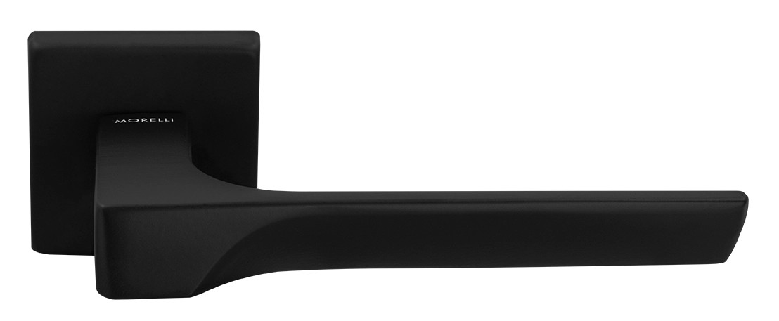 Ручка дверная FIORD S5 NERO-ST на квадратной розетке цвет черный soft-touch, ЦАМ