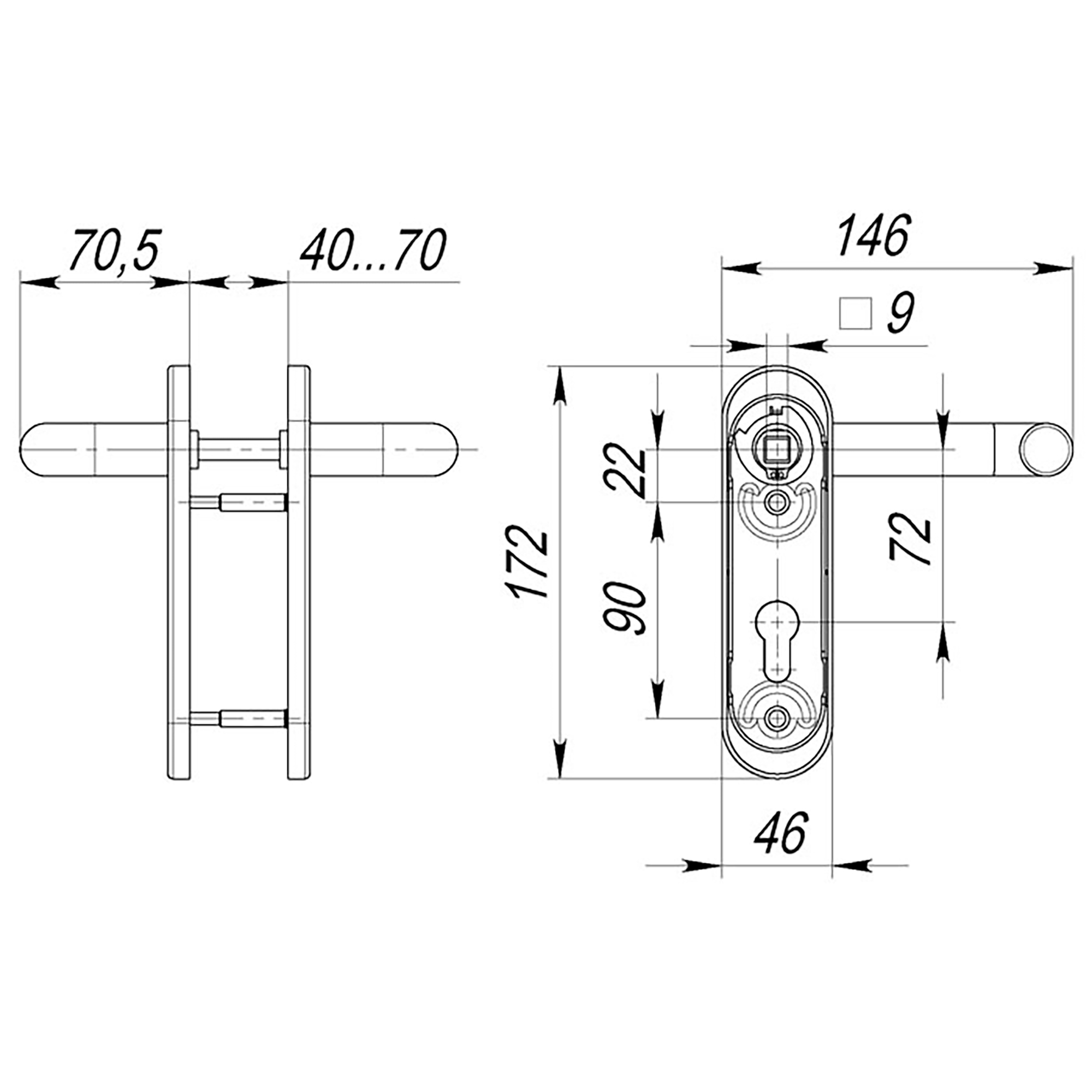 Ручка Fuaro (Фуаро) дверная FP.DH172.0433 NE (DH-0433 NE) (9x140) с пружиной BL-24 черный - Вид 2