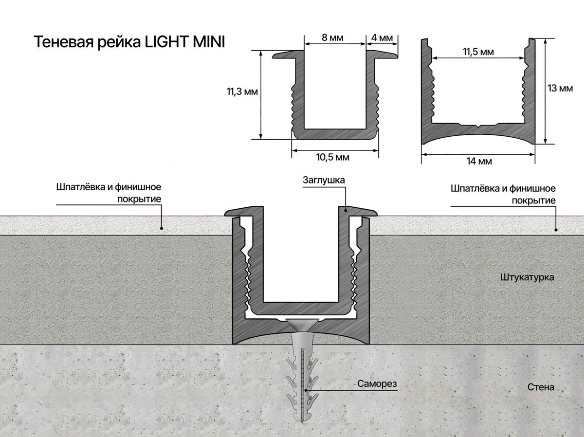 ТЕНЕВАЯ РЕЙКА LACONISTIQ LIGHT mini ПОД ПОДСВЕТКУ для обоев, панелей, керамогранита - Вид 17