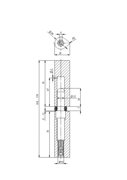 Петля приварная D20x160 ADJ регулируемая - Вид 2