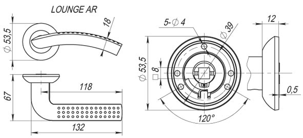 Ручка Fuaro (Фуаро) раздельная R.AR54.LOUNGE (LOUNGE AR) 130mm SG/GP-4 матовое золото/золото - Вид 2
