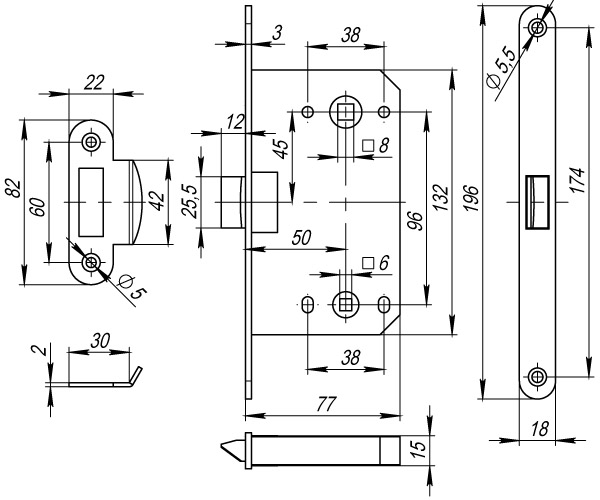 Защелка Fuaro (Фуаро) PLASTP96WC-50 (P96WC-50) CP хром - Вид 2