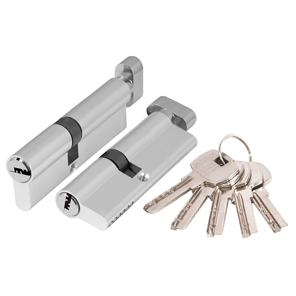 Цилиндровый Ajax (Аякс) механизм (AX202/100) AX2002Knob100 (50+10+40) CP хром с вертушкой