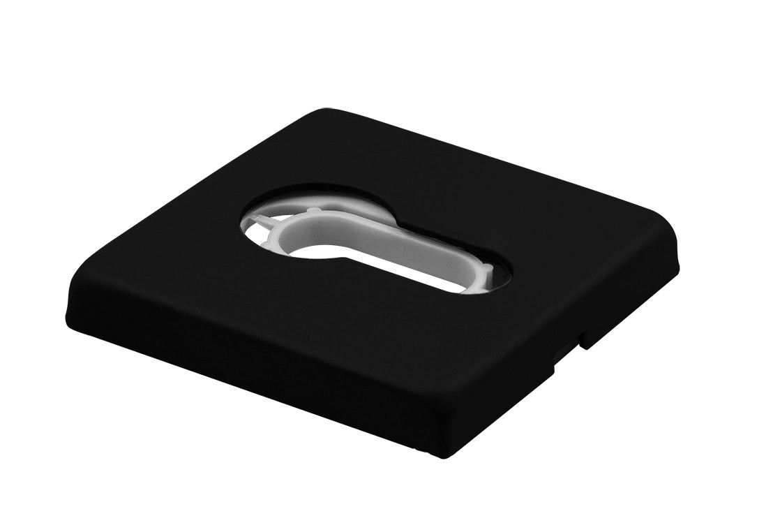 Накладка под евроцилиндр LUX-KH-S5 NERO-ST квадратная, цвет черный soft-touch