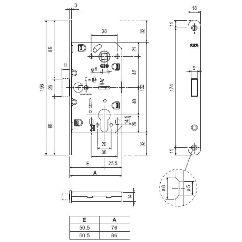 Корпус AGB (АГБ) замка магнит. под цил. MEDIANA POLARIS B06103.50.34.567 с отв. планк B02402.05 (мат хр) - Вид 2