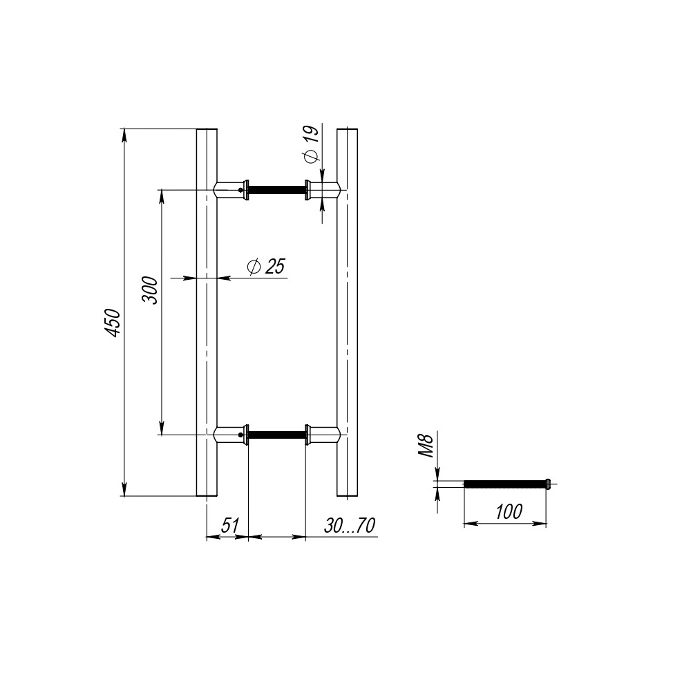 Ручка-скоба Fuaro (Фуаро) PULL.PH25/300.22 INOX 201 (PH-22-25/300-INOX) - Вид 3