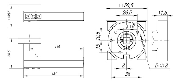 Ручка Fuaro (Фуаро) раздельная K.DM51.CRYSTAL FLASH (CRYSTAL FLASH DM) CP-8 хром - Вид 2