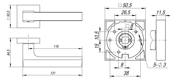 Ручка Fuaro (Фуаро) раздельная K.DM51.FLASH (FLASH DM) CP/WH-19 хром/белый - Вид 2