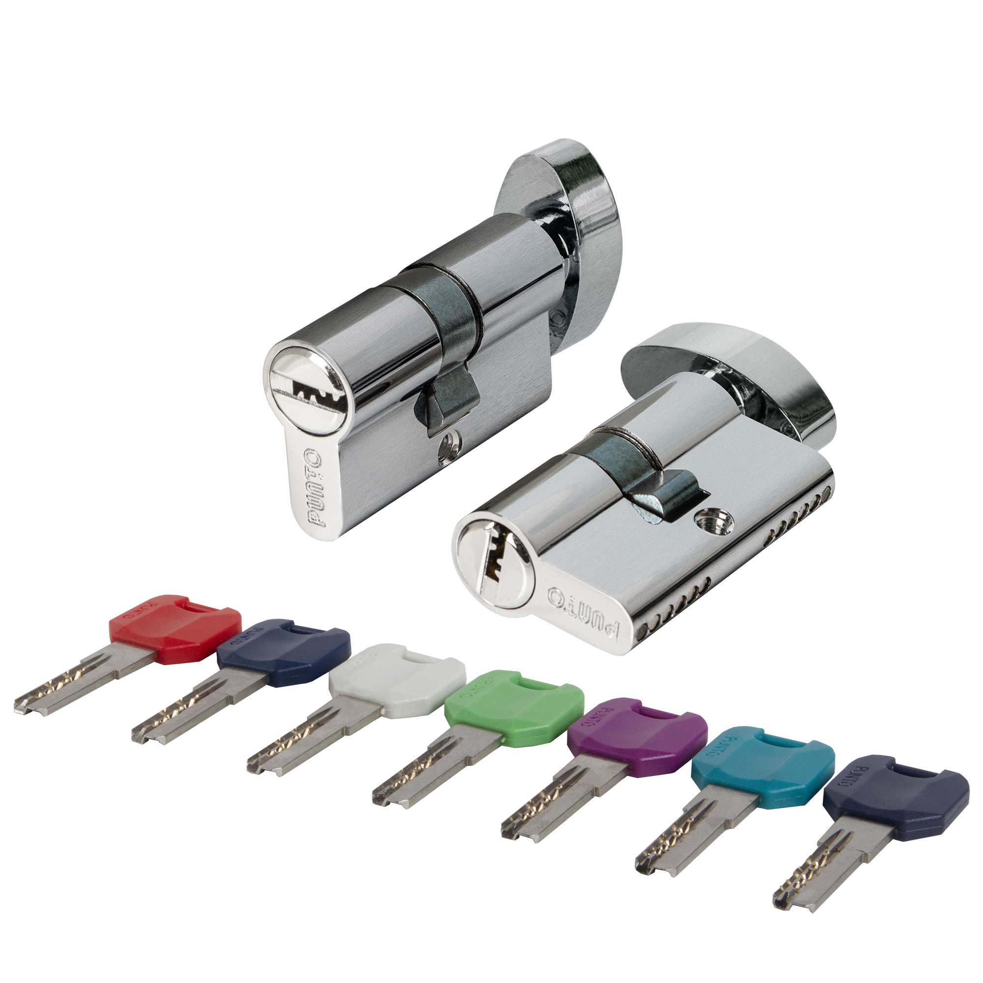 Цилиндровый Punto (Пунто) механизм MaxPro7002Knob52mm(21+10+21) SSC сатин.хром 7key с вертушкой