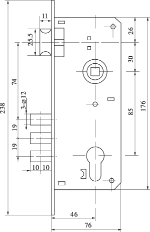 Замок цилиндровый Fuaro (Фуаро) с в комплекте с ручкой LOCKSET.9011 (SET F9011) AB бронза - Вид 2