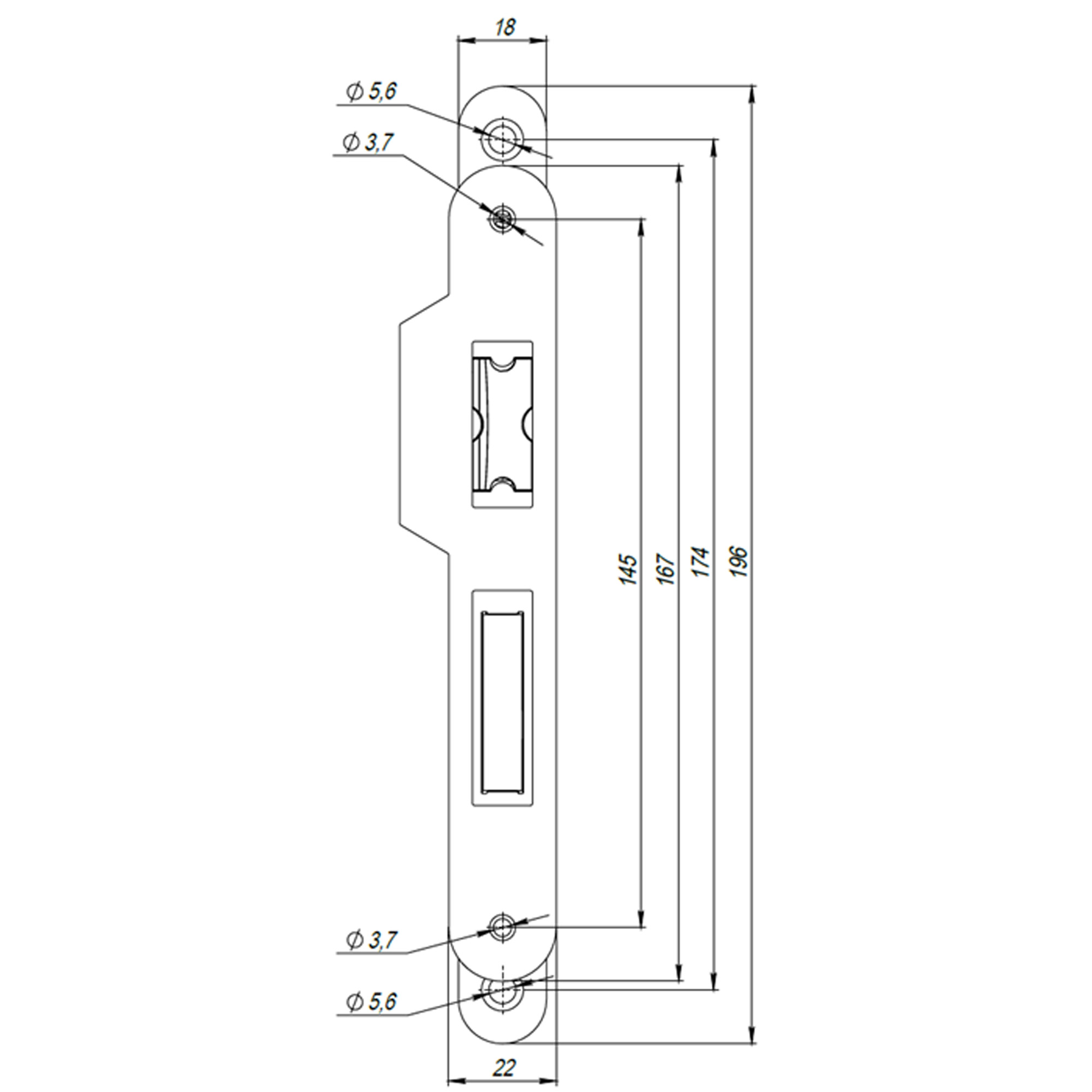 Корпус Armadillo (Армадилло) врезного замка c защёлкой METLH25-50 Box (LH 25-50) SG мат.золото - Вид 4