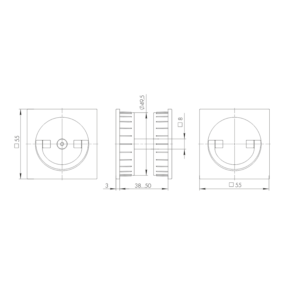 Ручка поворотная Armadillo (Армадилло) для раздвижных дверей SH.QUADRO55.BK8x2 BL-26 черный - Вид 2