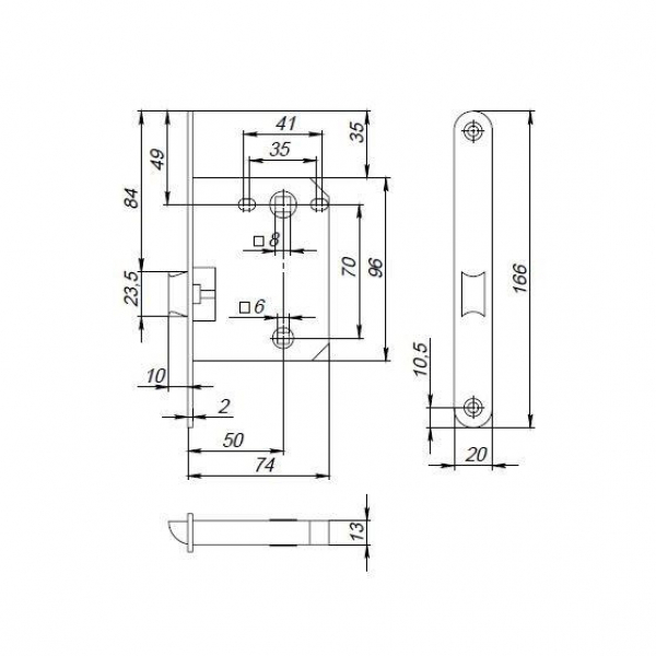 Защелка Punto (Пунто) PLASTPL72-R20 (PL72-R20) (врезная) SN мат. никель тех.упаковка без ответной планки - Вид 2
