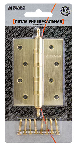 Петля Fuaro (Фуаро) универсальная IN4400UA-BL SB (4BB/A/BL 100x75x2,5) мат. золото БЛИСТЕР - Вид 3