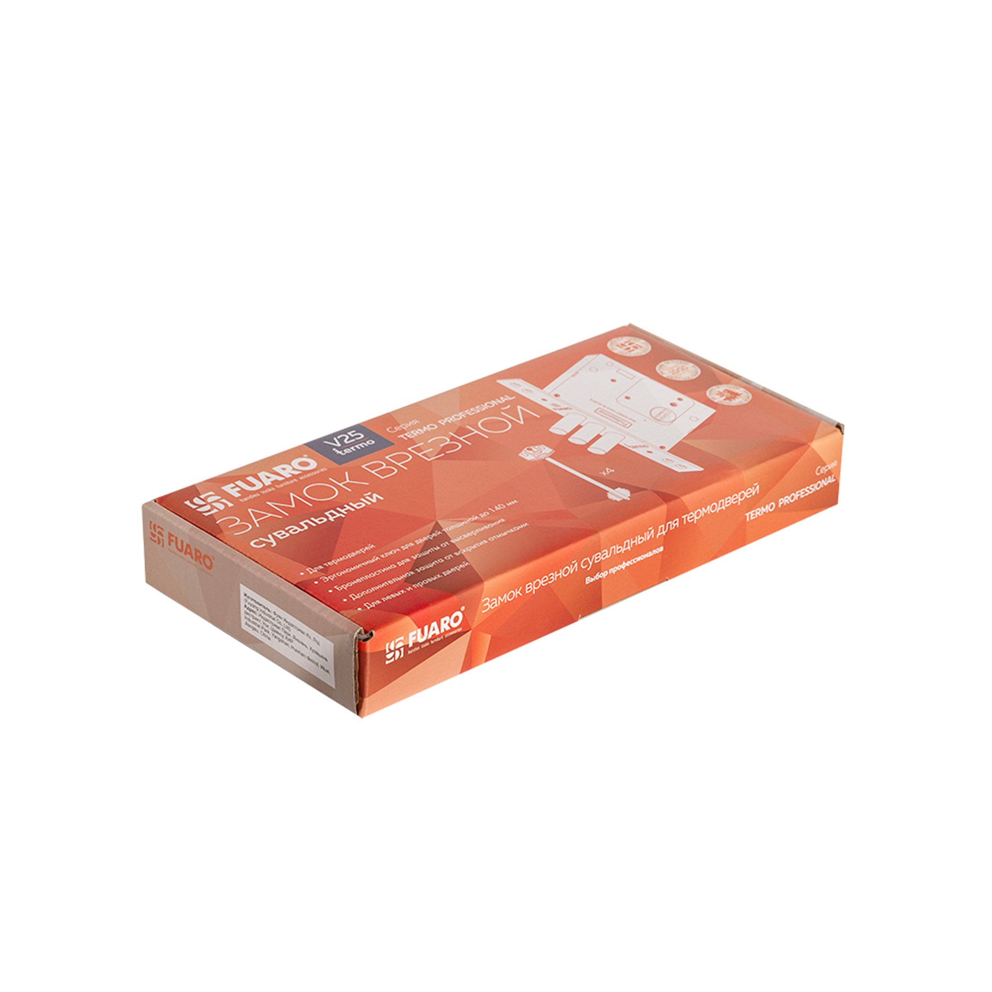 Замок Fuaro (Фуаро) врезной сувальдный TERMO MDV25/S-60.00.3R16 4 key (ключ удл. 120/75 мм) - Вид 3