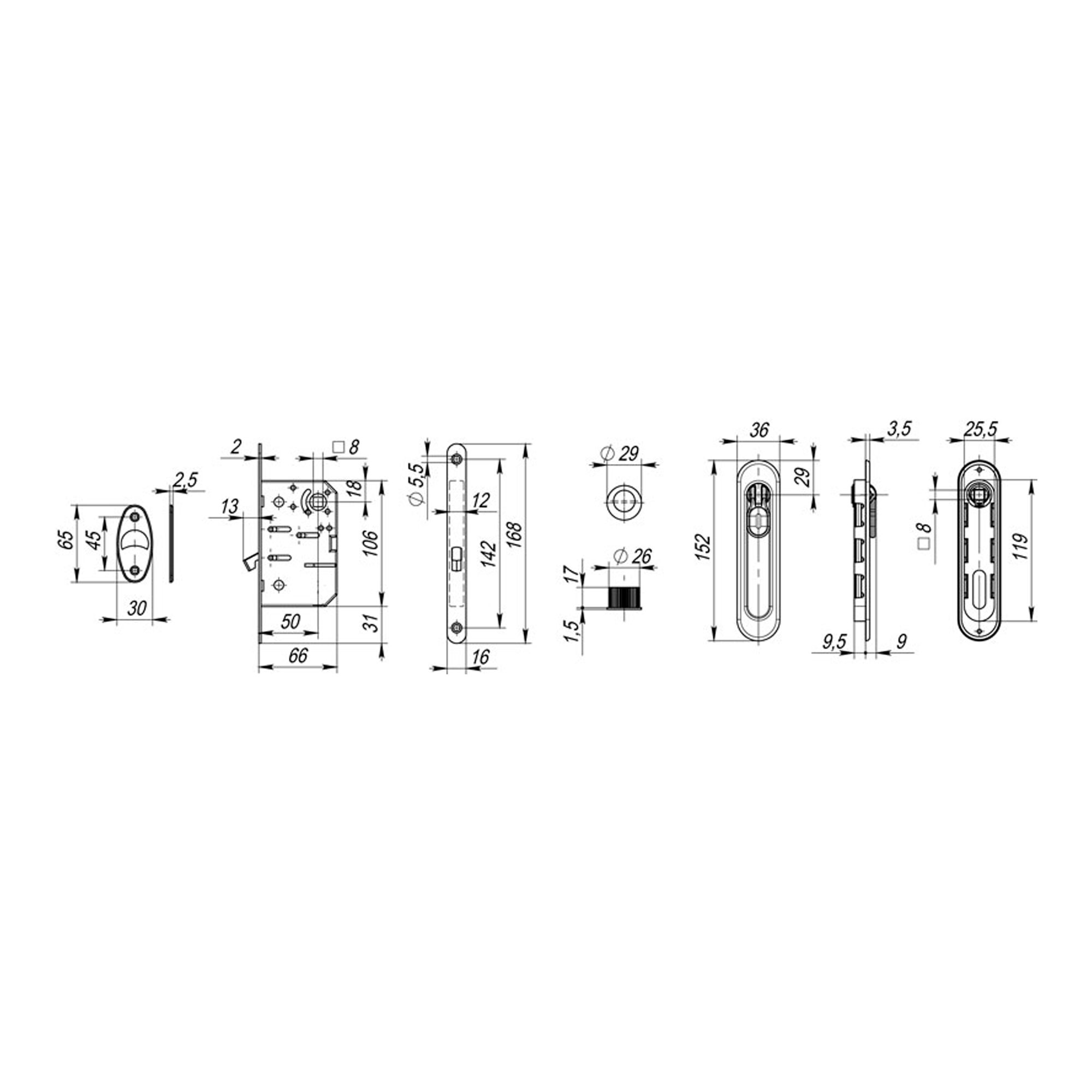 Набор Armadillo (Армадилло) для раздвижных дверей SH.LD152.KIT011-BK (SH011-BK) GP-2 золото - Вид 2