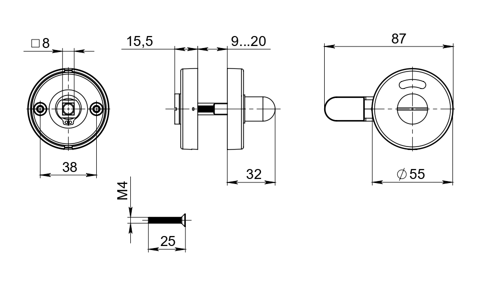 Ручка Fuaro (Фуаро) поворотная BK8.R.DSS304-button с индикатором INOX 304 - Вид 2