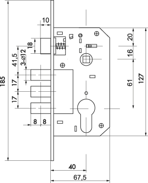 Замок цилиндровый Fuaro (Фуаро) с в комплекте с ручкой LOCKSET.1511W/B (SET F1511W/B) AB бронза - Вид 2