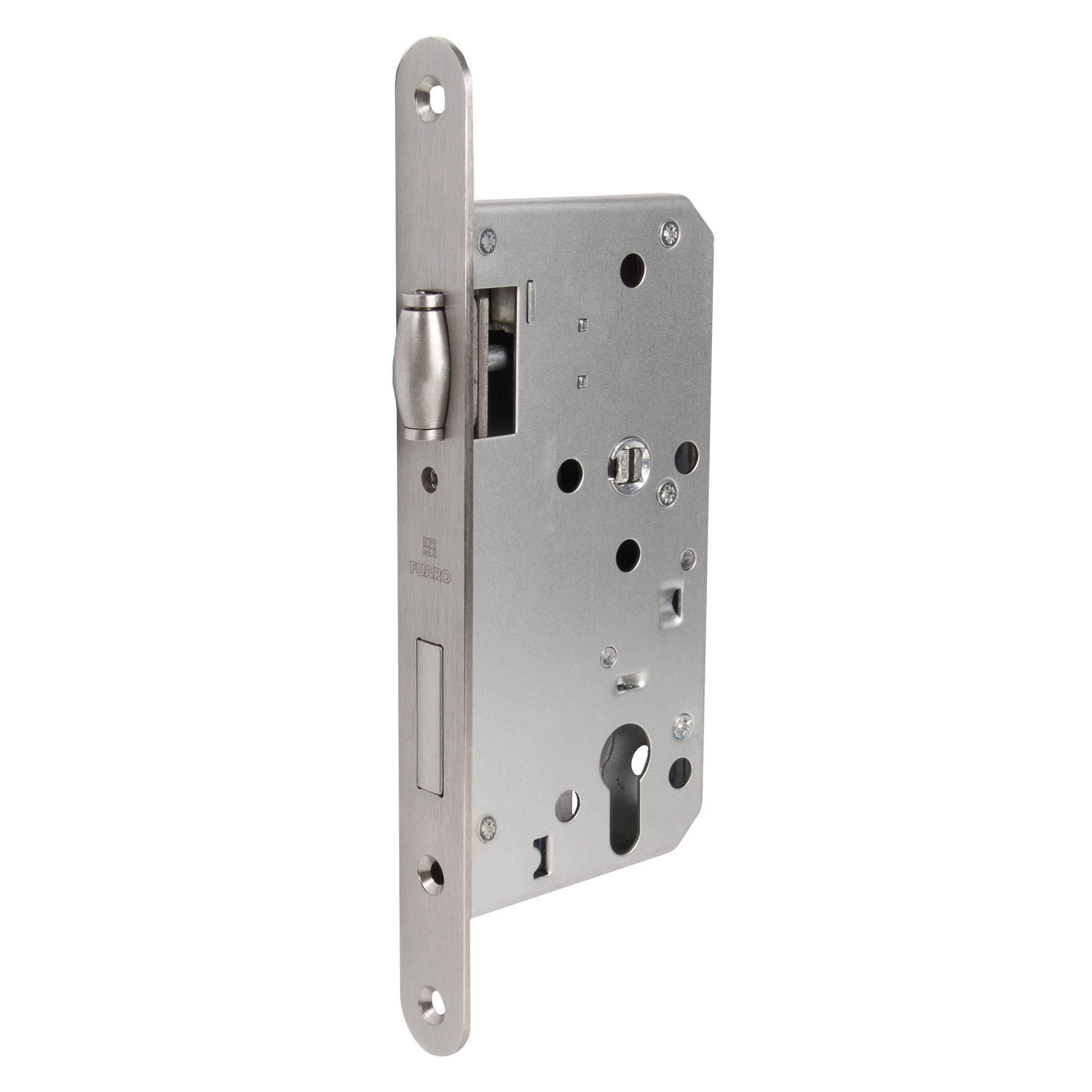 Замок Fuaro (Фуаро) врезной DD.INOX/C-55.72/R с ролик. защелкой (лиц.планка 24 мм)